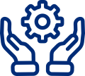 Hands holding gear icon