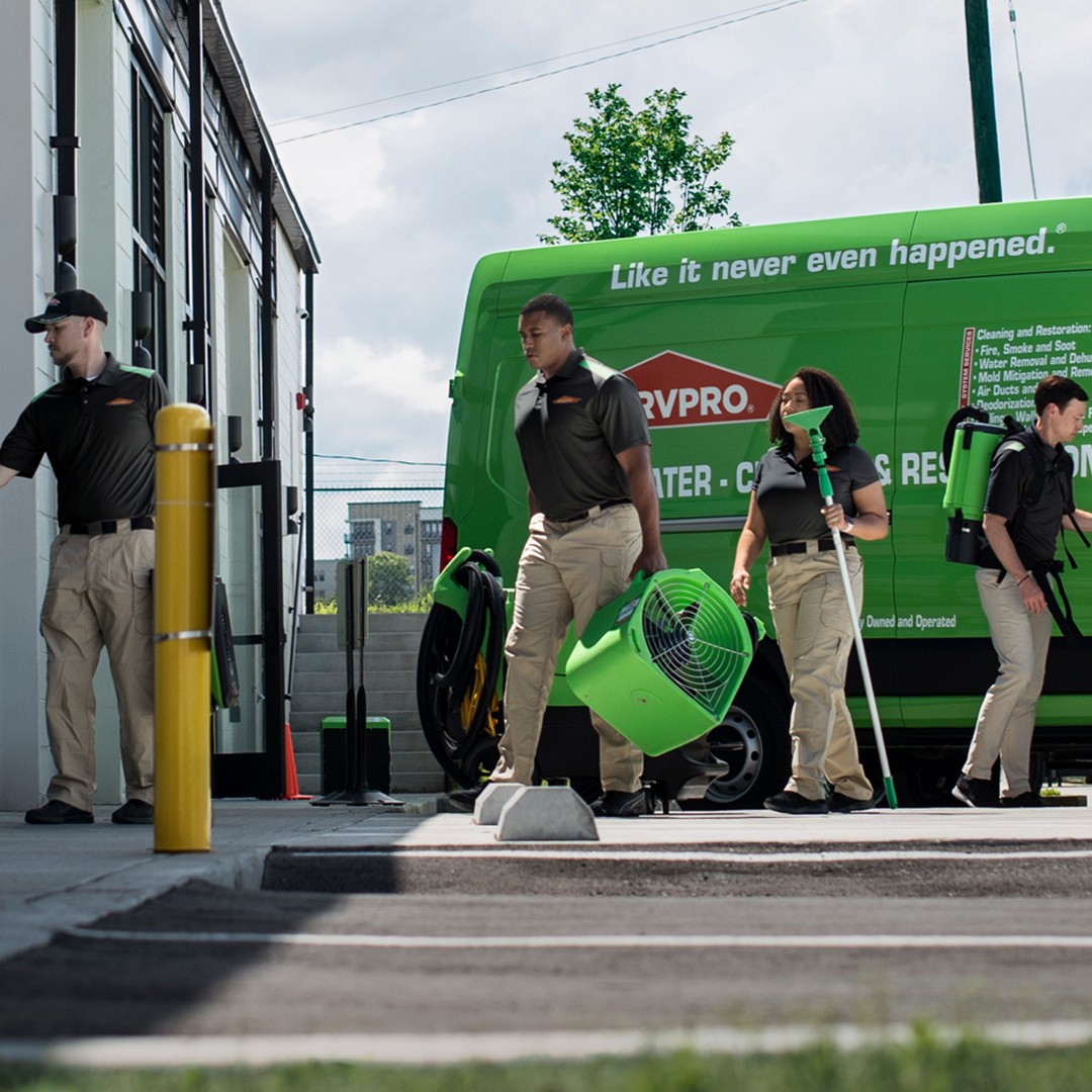 SERVPRO technicians and van